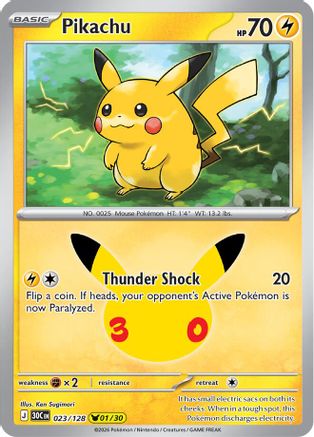 POKEMON TCG - Pikachu 023/128 ME 30th Celebration - Pikachu Rare