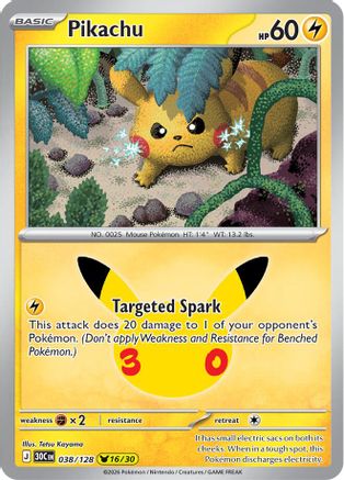 POKEMON TCG - Pikachu 038/128 ME 30th Celebration - Pikachu Rare