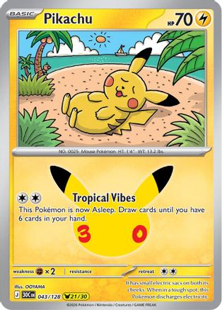 POKEMON TCG - Pikachu 043/128 ME 30th Celebration - Pikachu Rare