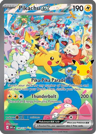 POKEMON TCG - Pikachu ex 149/128 ME 30th Celebration - Special Illustration Rare