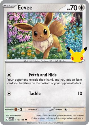 POKEMON TCG - Eevee 116/128 ME 30th Celebration - Common