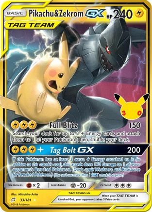 POKEMON TCG - Pikachu & Zekrom GX 033/181 ME 30th Celebration Classic Collection - Classic Collection