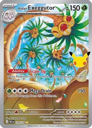 POKEMON TCG - Alolan Exeggutor 129/128 ME 30th Celebration - Illustration Rare
