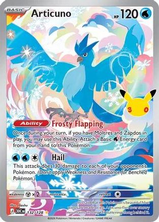 POKEMON TCG - Articuno 132/128 ME 30th Celebration - Illustration Rare