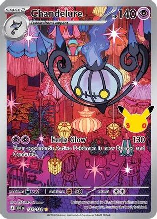 POKEMON TCG - Chandelure 137/128 ME 30th Celebration - Illustration Rare