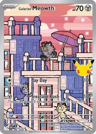 POKEMON TCG - Galarian Meowth 141/128 ME 30th Celebration - Illustration Rare