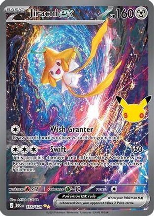 POKEMON TCG - Jirachi ex 155/128 ME 30th Celebration - Special Illustration Rare
