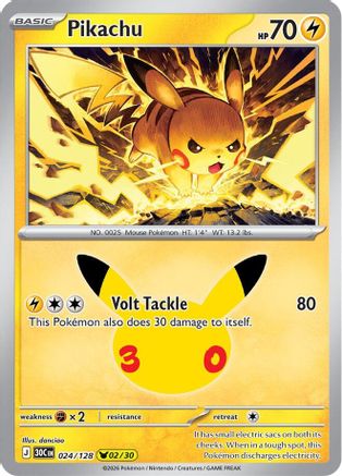 POKEMON TCG - Pikachu 024/128 ME 30th Celebration - Pikachu Rare
