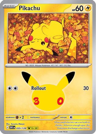 POKEMON TCG - Pikachu 035/128 ME 30th Celebration - Pikachu Rare
