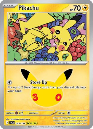 POKEMON TCG - Pikachu 048/128 ME 30th Celebration - Pikachu Rare
