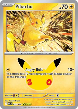 POKEMON TCG - Pikachu 052/128 ME 30th Celebration - Pikachu Rare