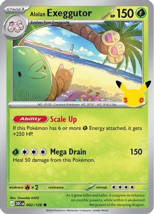 POKEMON TCG - Alolan Exeggutor 002/128 ME 30th Celebration - Common