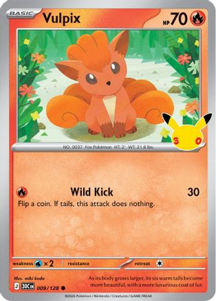 POKEMON TCG - Vulpix 009/128 ME 30th Celebration - Common