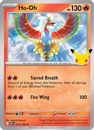 POKEMON TCG - Ho-Oh 012/128 ME 30th Celebration - Rare