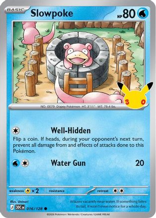 POKEMON TCG - Slowpoke 016/128 ME 30th Celebration - Common