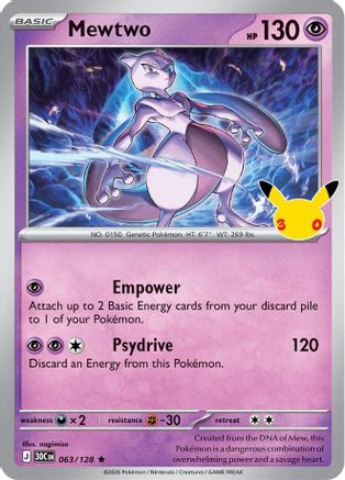 POKEMON TCG - Mewtwo 063/128 ME 30th Celebration - Rare