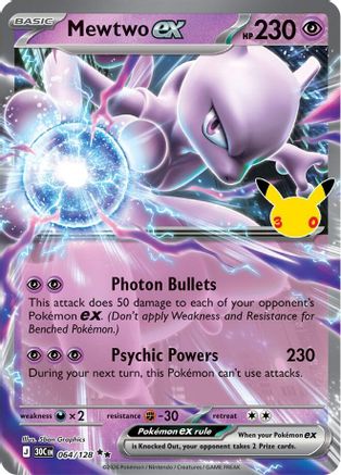 POKEMON TCG - Mewtwo ex 064/128 ME 30th Celebration - Double Rare