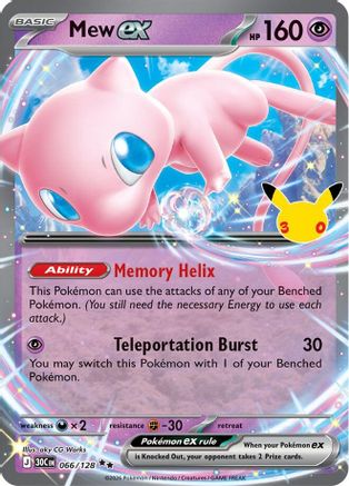 POKEMON TCG - Mew ex 066/128 ME 30th Celebration - Double Rare