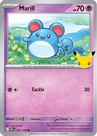 POKEMON TCG - Marill 067/128 ME 30th Celebration - Common