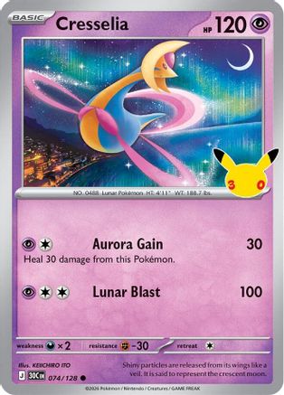 POKEMON TCG - Cresselia 074/128 ME 30th Celebration - null