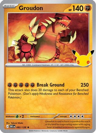 POKEMON TCG - Groudon 082/128 ME 30th Celebration - Rare