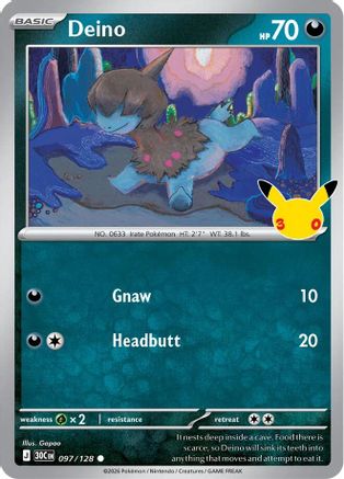 POKEMON TCG - Deino 097/128 ME 30th Celebration - null