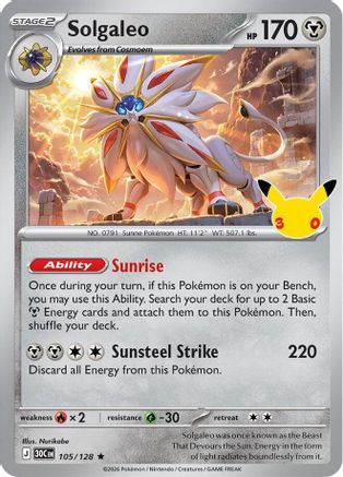 POKEMON TCG - Solgaleo 105/128 ME 30th Celebration - null