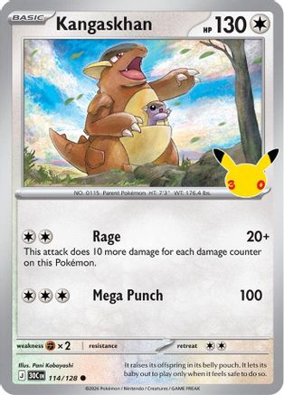 POKEMON TCG - Kangaskhan 114/128 ME 30th Celebration - Common