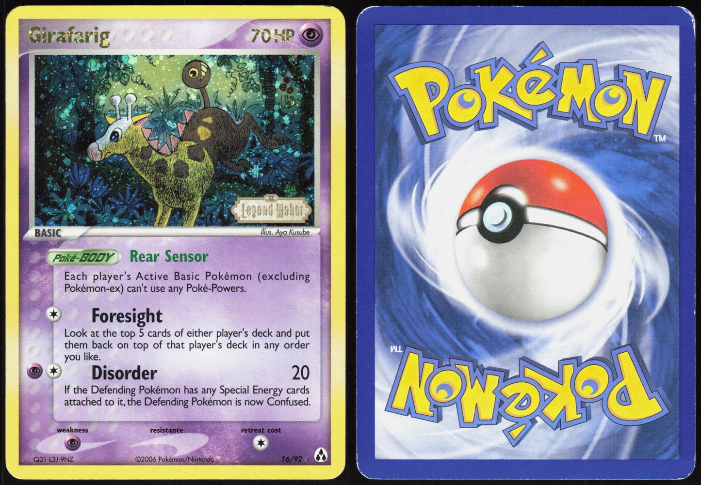 GIRAFARIG 16/92 LEGEND MAKER POKEMON RARE REVERSE HOLO HP