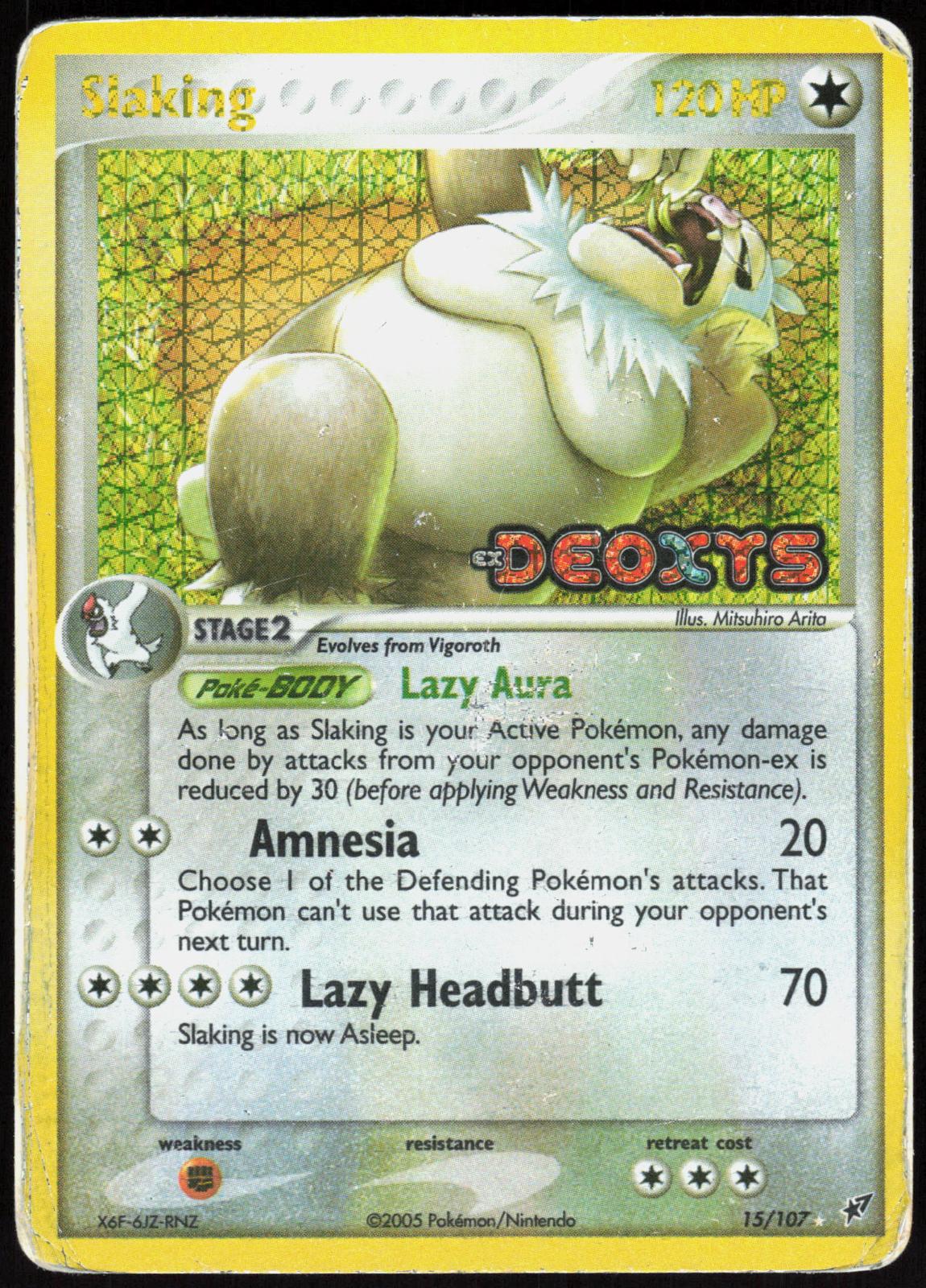 SLAKING 15/107 DEOXYS POKEMON RARE REVERSE HOLO HP