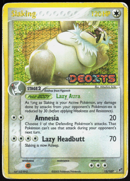 SLAKING 15/107 DEOXYS POKEMON RARE REVERSE HOLO HP