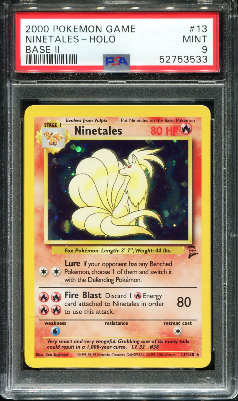 NINETALES HOLO 13 PSA 9 GAME BASE II POKEMON