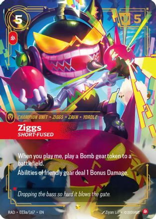 Ziggs, Short-Fused (Alternate Art) (023a/167) - Radiance Foil