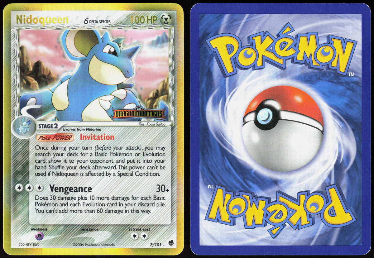 NIDOQUEEN Δ 7/101 DRAGON FRONTIERS POKEMON RARE REVERSE HOLO LP