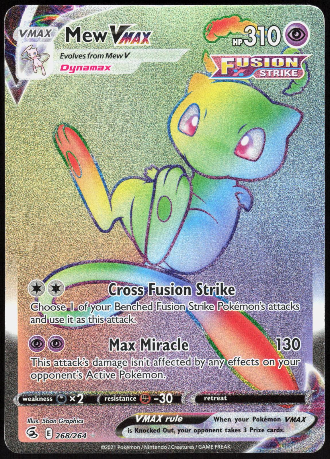 MEW VMAX 268/264 FUSION STRIKE POKEMON RAINBOW RARE HOLO MP