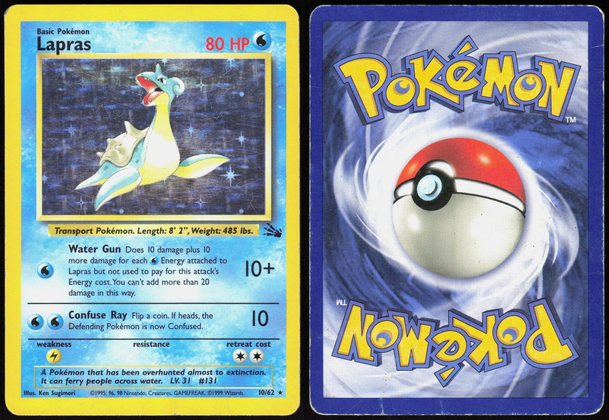 LAPRAS 10/62 FOSSIL POKEMON RARE UNLIMITED HOLO HP