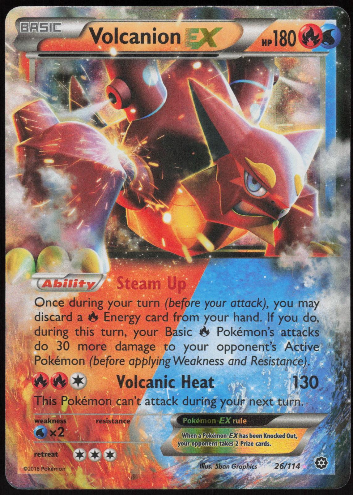 VOLCANION EX 26/114 STEAM SIEGE POKEMON EX RARE HOLO LP