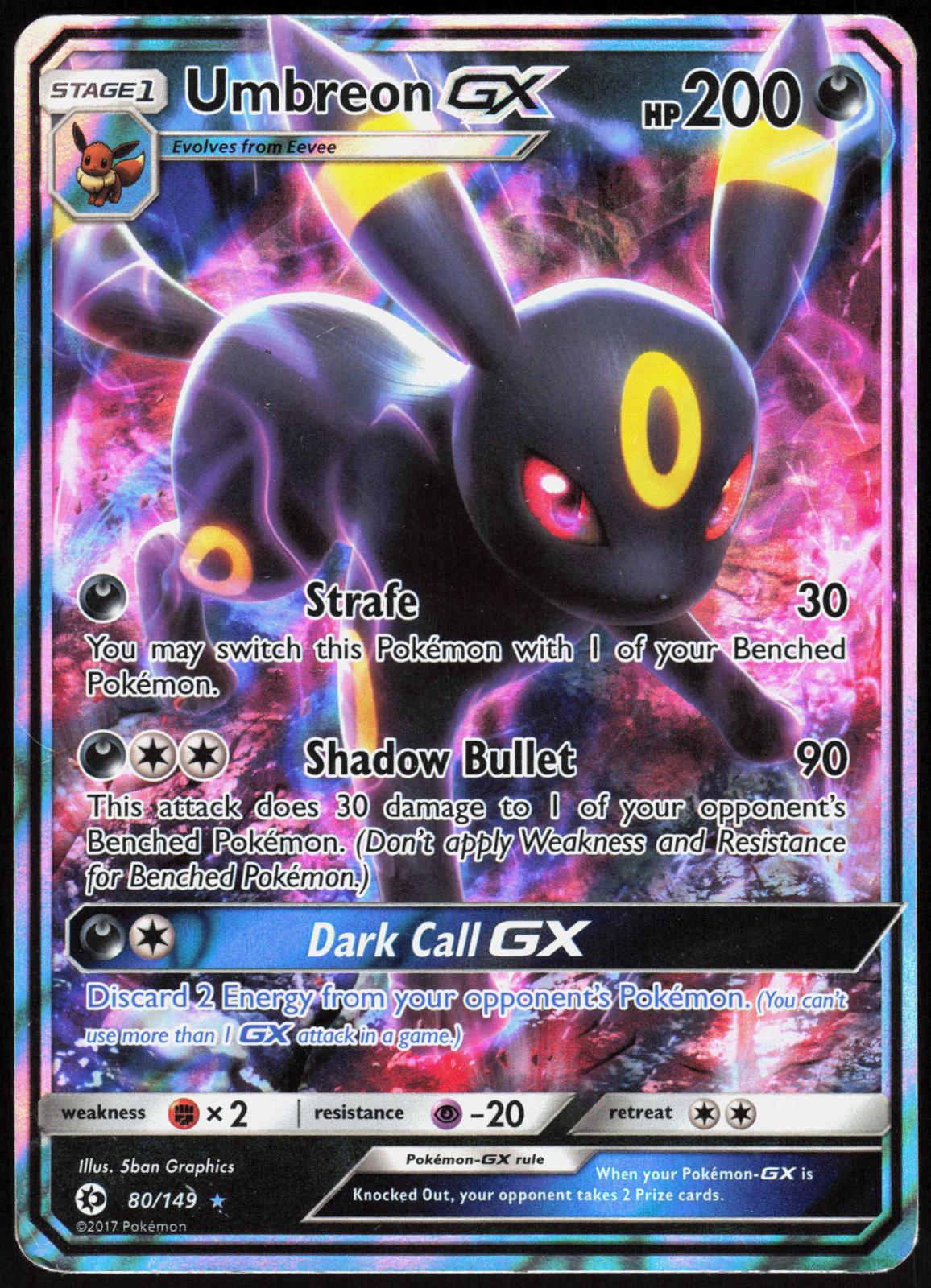 UMBREON GX 80/149 SM BASE SET POKEMON ULTRA RARE HOLO MP