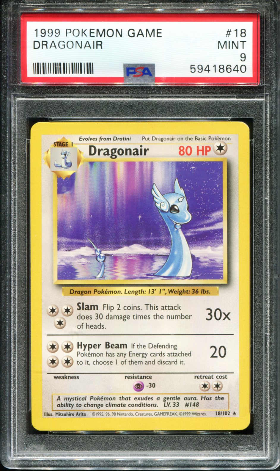 DRAGONAIR 18/102 PSA 9 GAME POKEMON