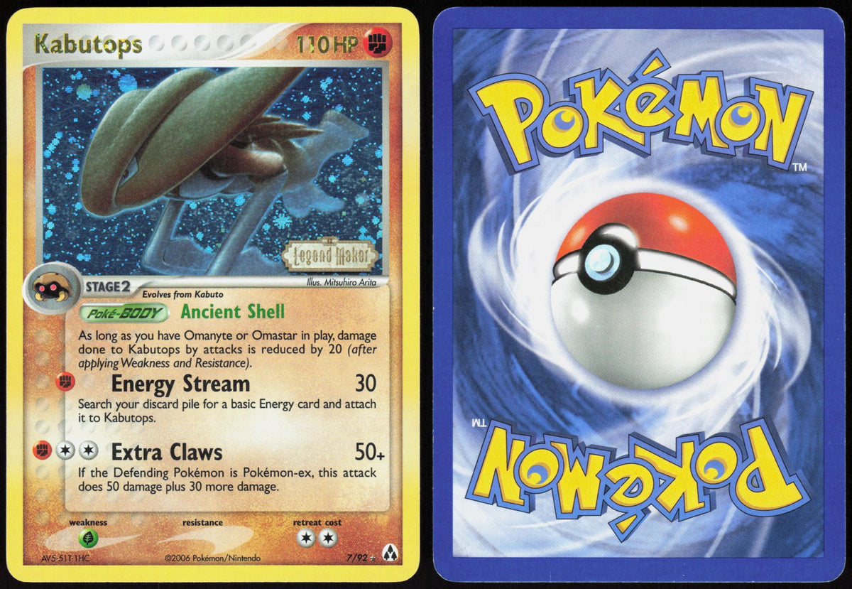 KABUTOPS 7/92 LEGEND MAKER POKEMON RARE REVERSE HOLO LP