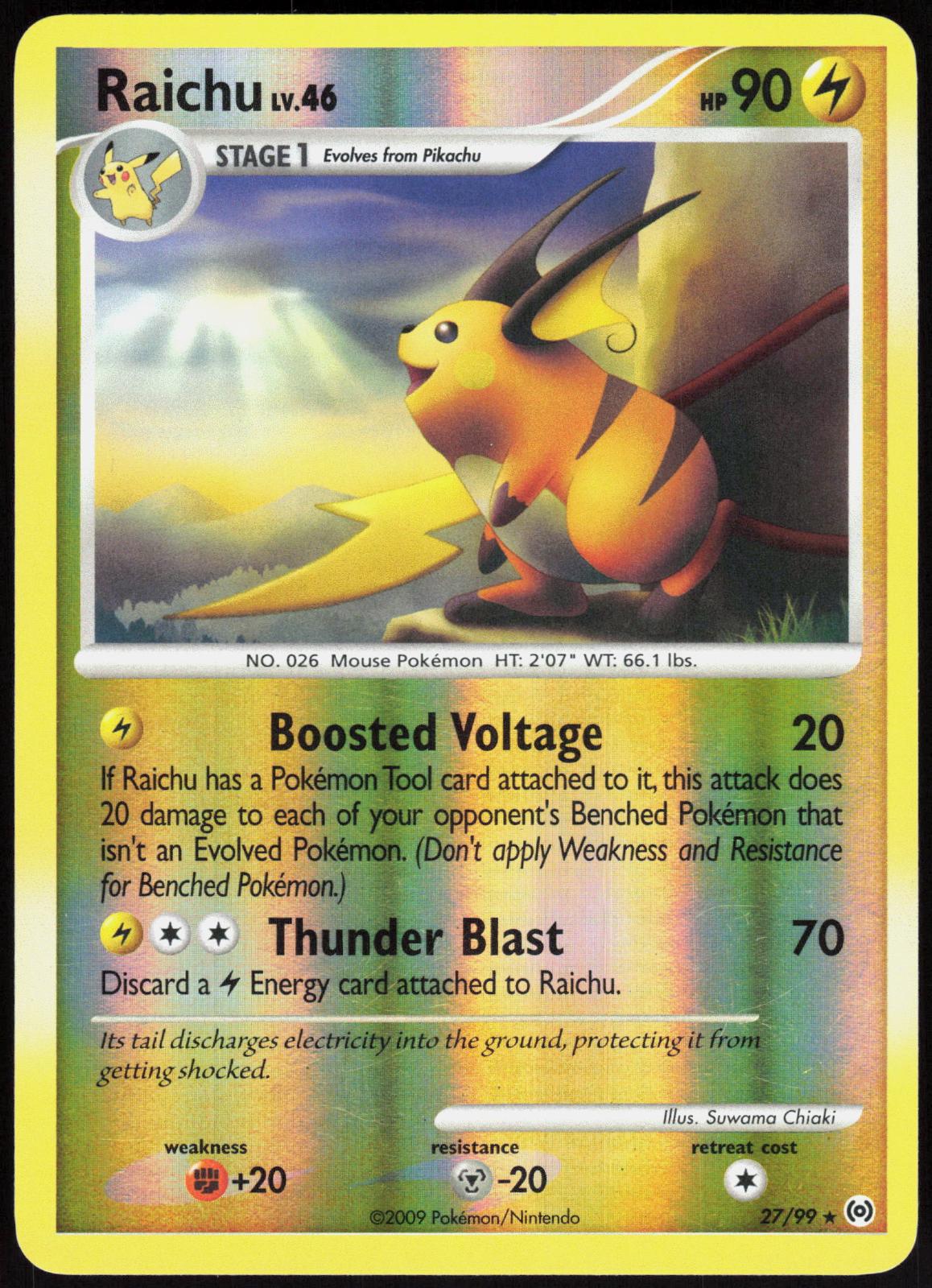 RAICHU 27/99 ARCEUS POKEMON RARE REVERSE HOLO LP