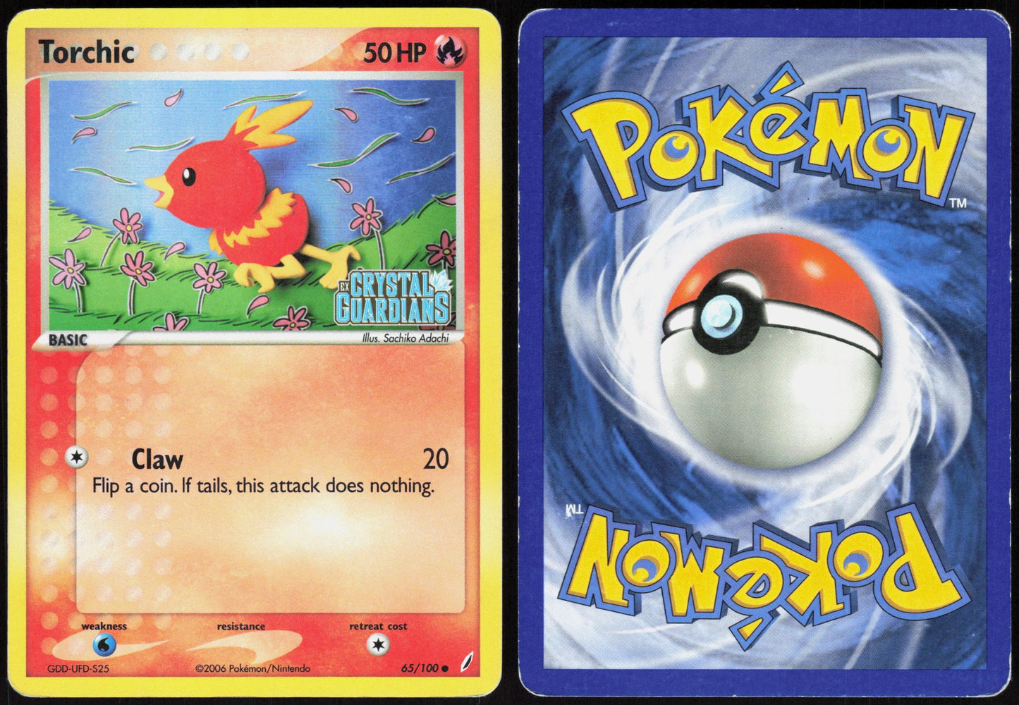 TORCHIC 65/100 CRYSTAL GUARDIANS POKEMON COMMON REVERSE HOLO HP