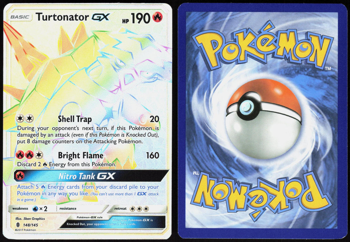 TURTONATOR GX (SECRET) 148/145 GUARDIANS RISING POKEMON SECRET RARE HOLO LP