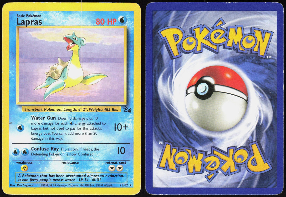 LAPRAS 25/62 FOSSIL POKEMON RARE UNLIMITED HP
