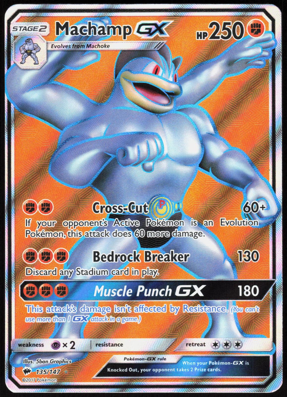MACHAMP GX 135/147 BURNING SHADOWS POKEMON ULTRA RARE HOLO LP