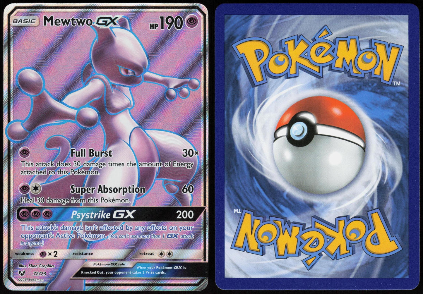 MEWTWO GX 72/73 SHINING LEGENDS POKEMON ULTRA RARE HOLO LP