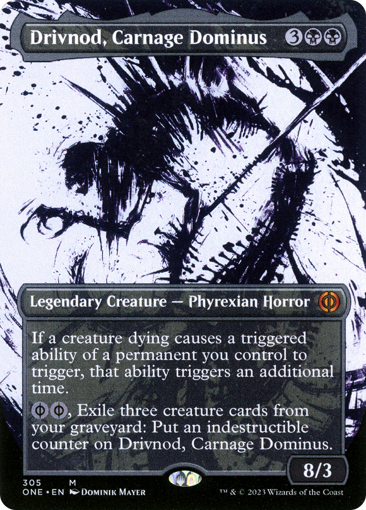 MAGIC: THE GATHERING  - Drivnod, Carnage Dominus (Showcase) (ONE-305) - Phyrexia: All Will Be One: (Showcase) (Borderless)