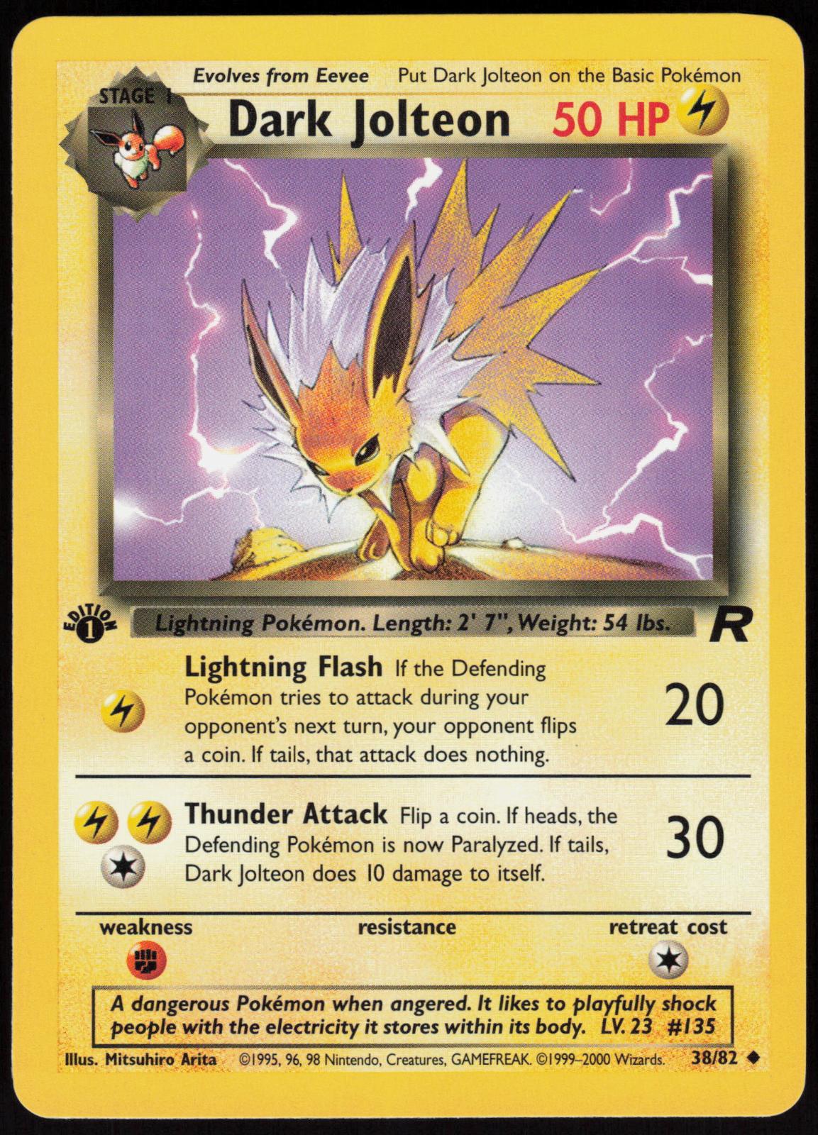DARK JOLTEON 38/82 TEAM ROCKET POKEMON UNCOMMON 1ST EDITION LP