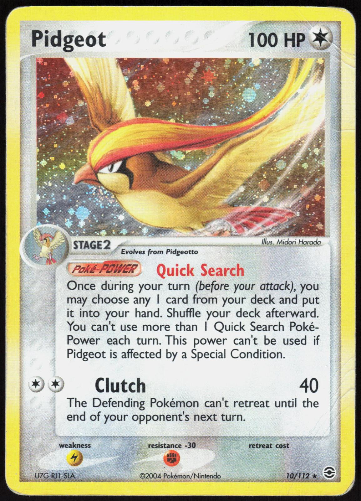 PIDGEOT 10/112 FIRERED & LEAFGREEN POKEMON RARE HOLO HP
