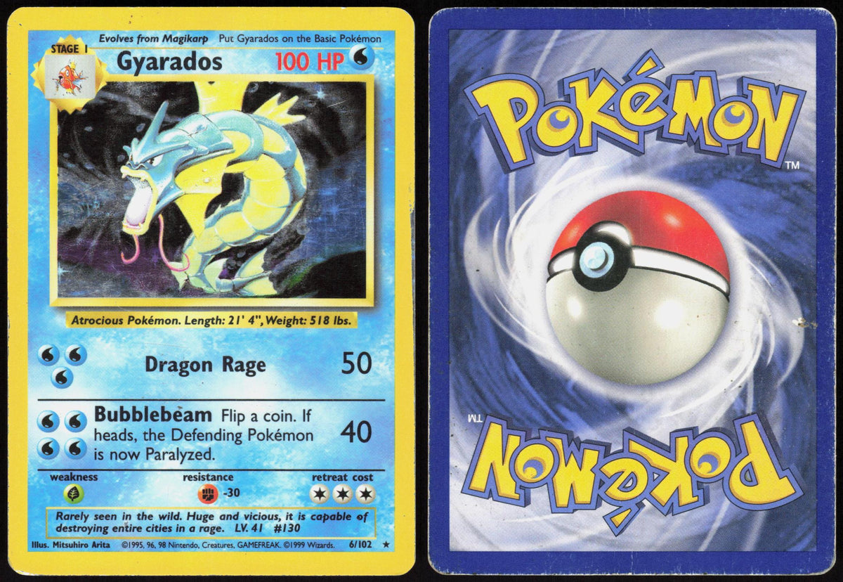 GYARADOS 6/102 BASE SET UNLIMITED POKEMON HOLO RARE HP